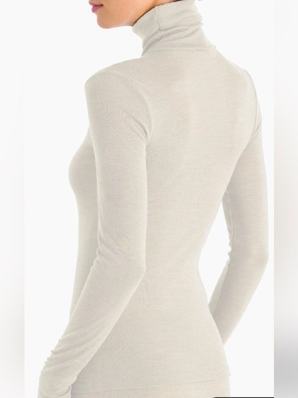NANRO Wool & Silk Classic Women's Cream Turtleneck Long Sleeve Pullover XL - Picture 3 of 8
